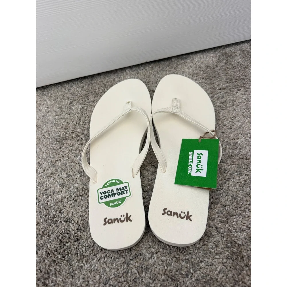 Sanuk Yoga Joy II Flip Flops – Marshmallow Woven – Women's Size 10 – NWT